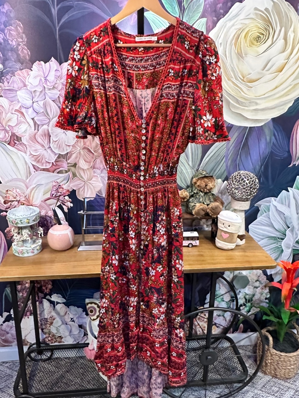 Nordstrom Label of Love 18 Floral Hi-Low Maxi Dress Rayon Boho Cottagecore